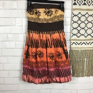Speechless Strapless Speckled Sunburst Dress Size 3 Coral/Brown Cotton